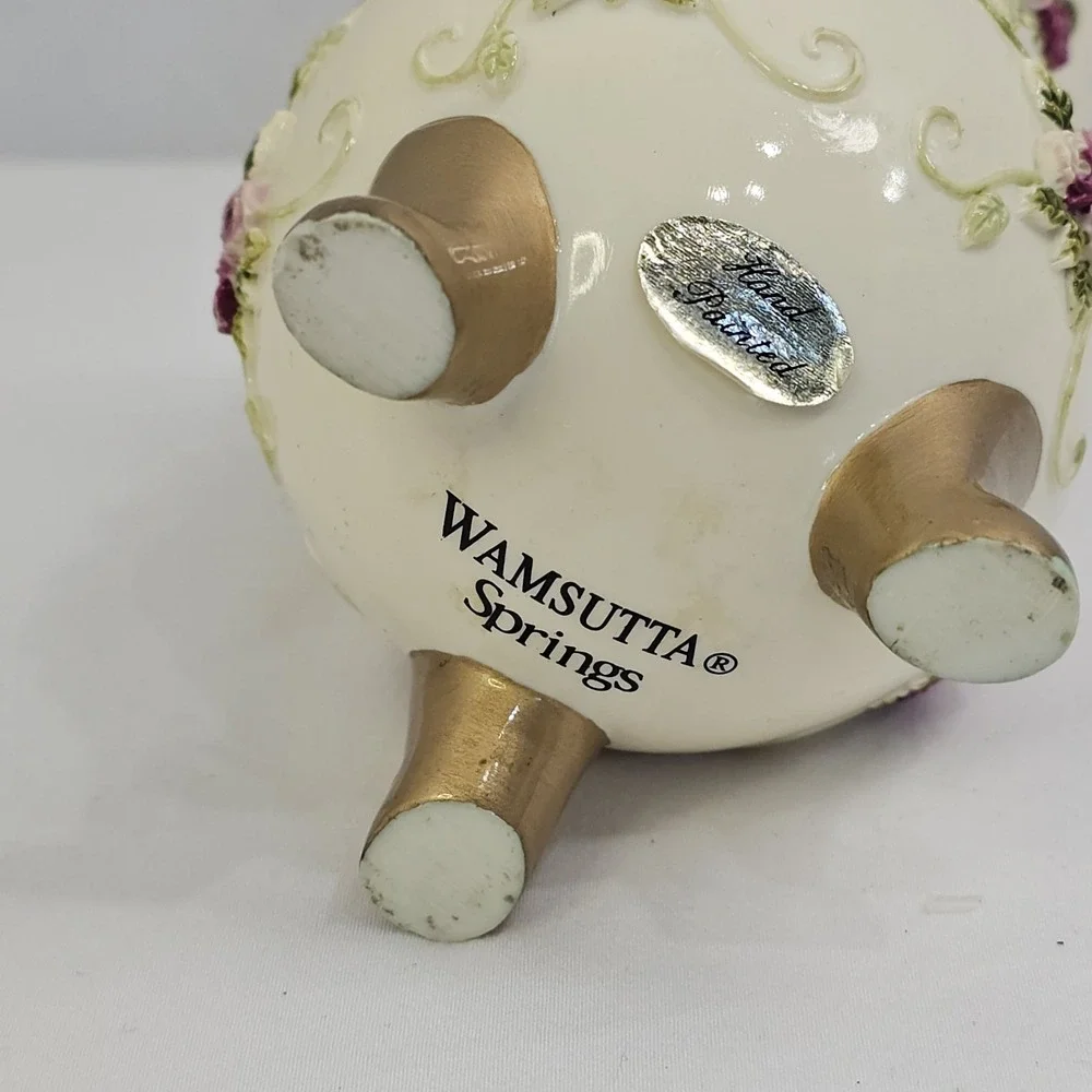 VTG Wamsutta Springs Bath RM Cup & Tooth Brush Holder -Hand Painted Floral/Vines